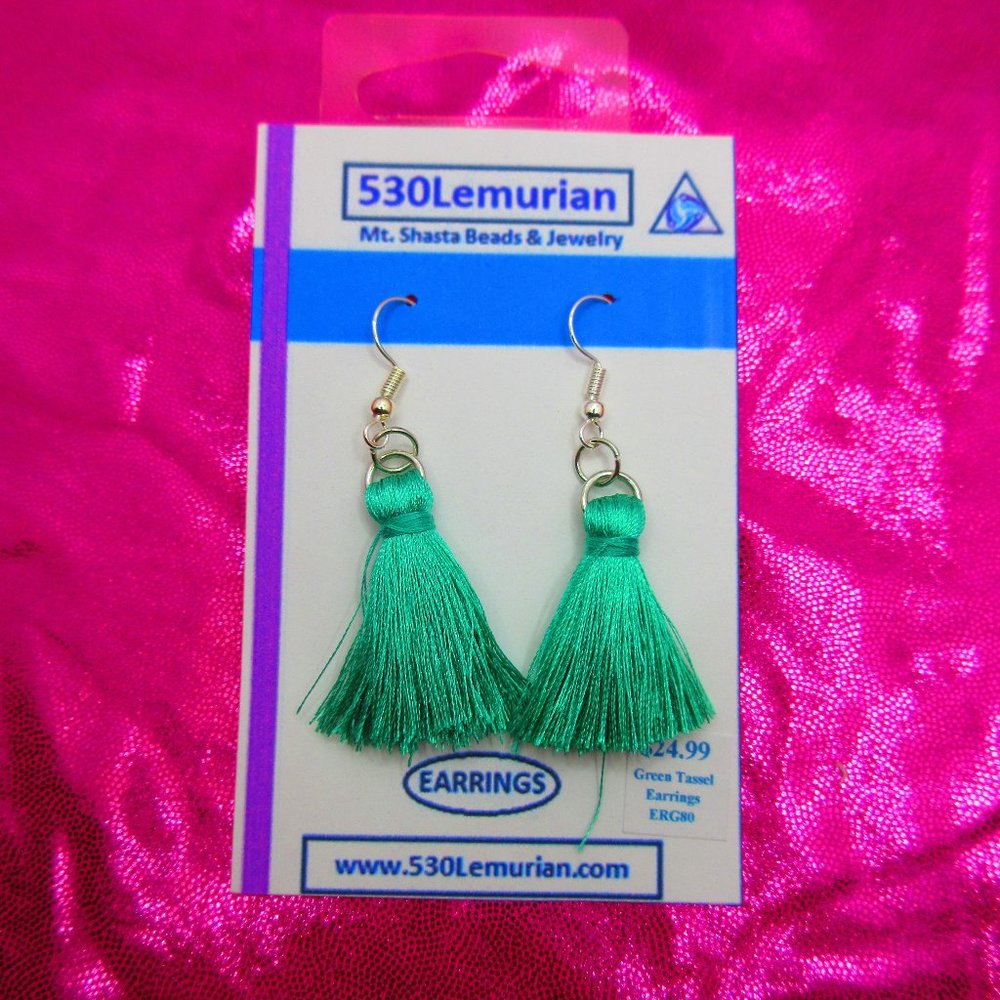 Green Tassel Earrings